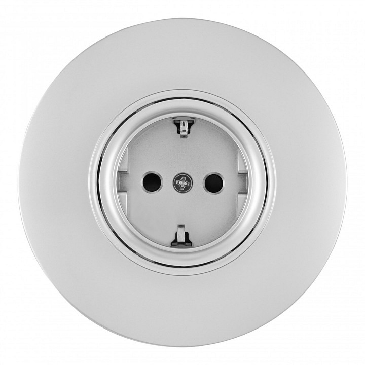 Розетка с заземлением и со шторкой arte milano set08-1 set08-1-40-1 silver