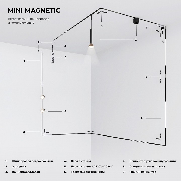 Соединитель угловой внутренний для треков встраиваемых elektrostandard mini magnetic a065638