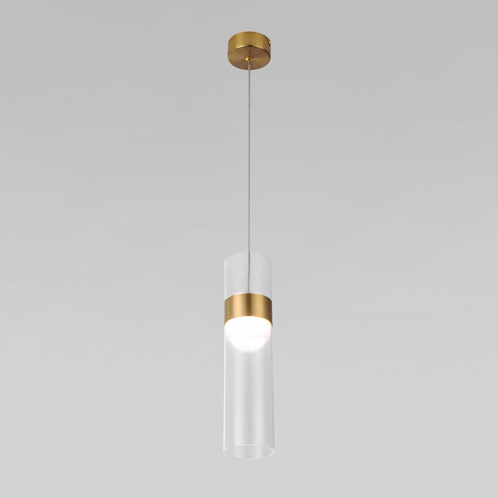 Подвесной светильник eurosvet lumen 50244/1 led латунь/прозрачный