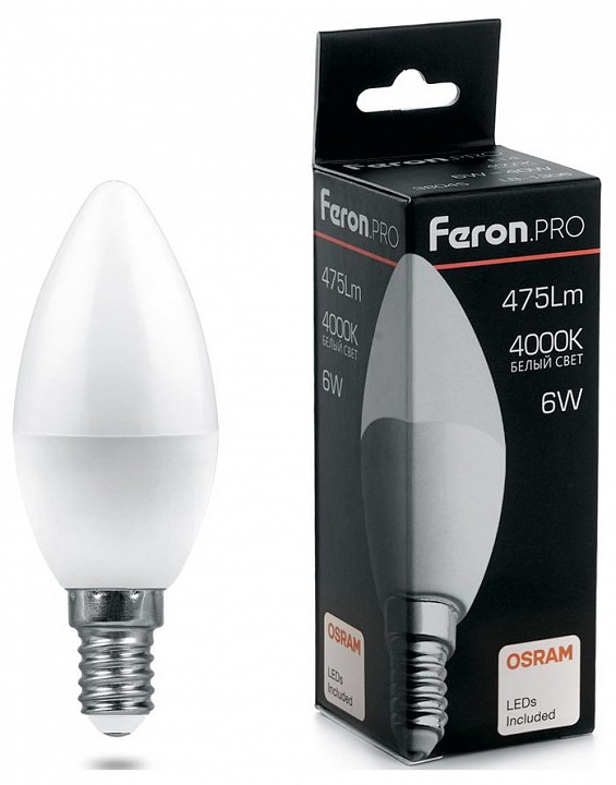 Лампа светодиодная feron lb-1306 e14 6вт 4000k 38045