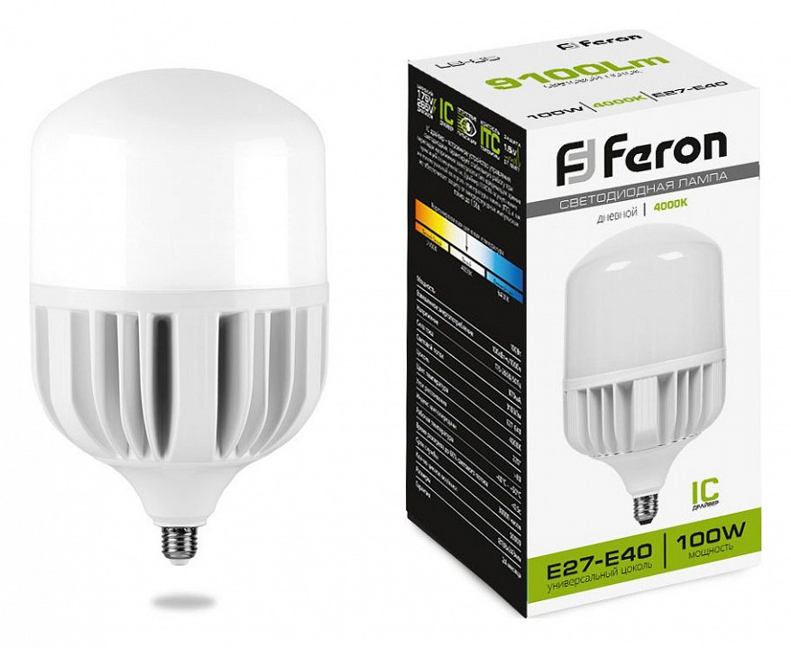 Лампа светодиодная feron lb-65 e27-e40 100вт 4000k 38219