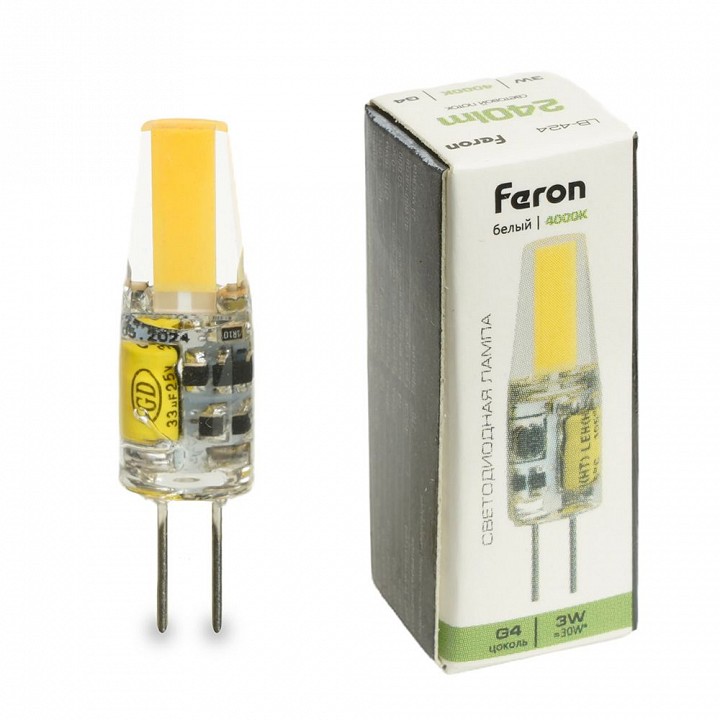 Лампа светодиодная feron lb-424 g4 3вт 4000k 51171
