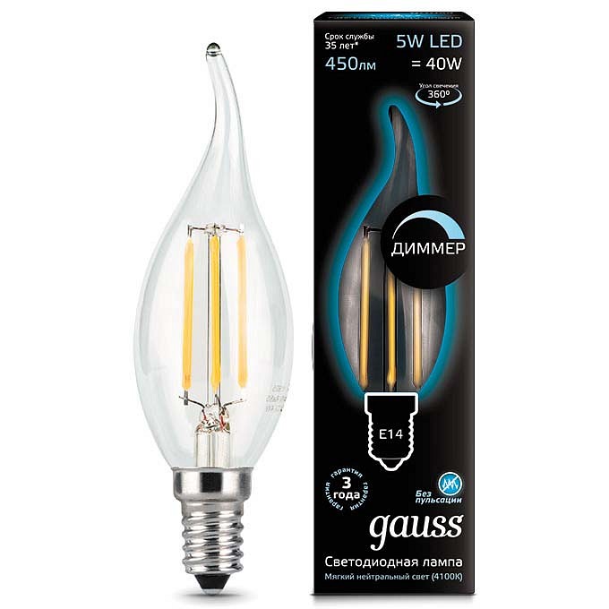 Лампа светодиодная gauss 1048 e14 5вт 4100k 104801205-d