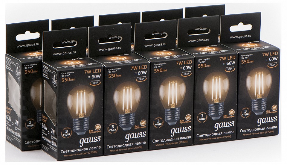 Лампа светодиодная gauss  e27 7вт 2700k 105802107