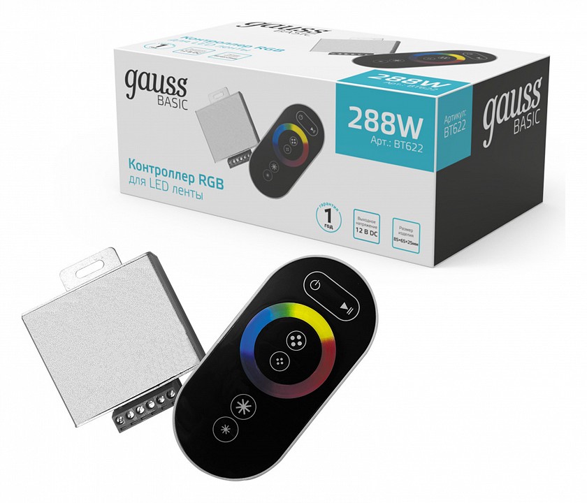 Контроллер-регулятор цвета rgb с пультом ду gauss  bt622
