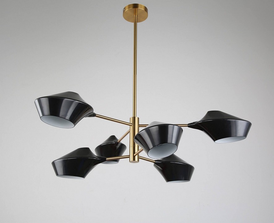 Люстра на штанге lumina deco romina ldp 6037-6 bk+gd