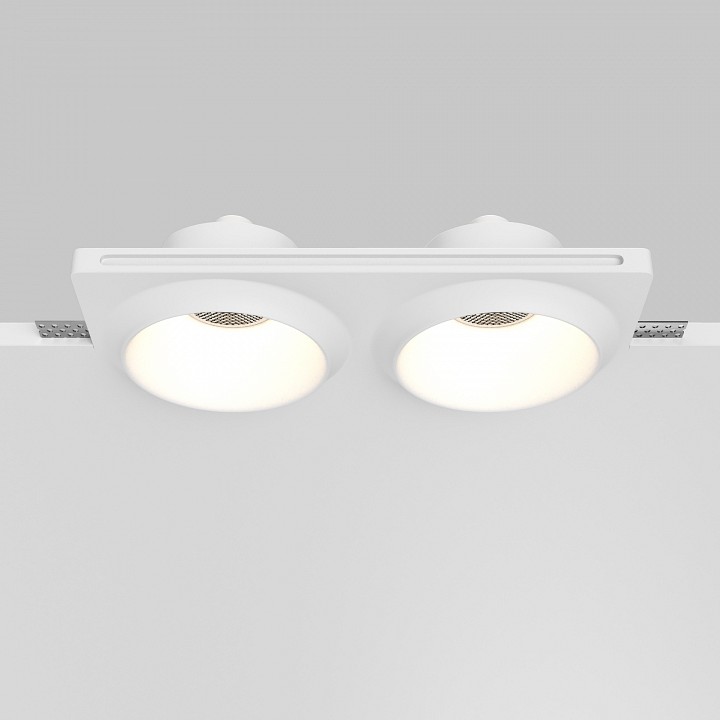 Встраиваемый светильник maytoni gyps modern dl124-gu10-02-trs-w