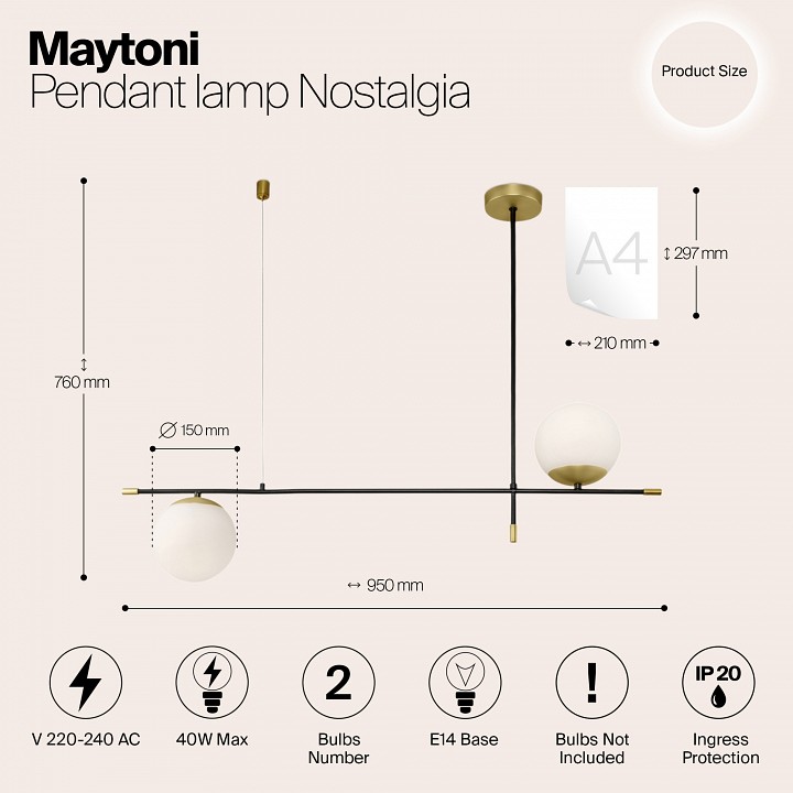 Подвесной светильник maytoni nostalgia mod048pl-02g