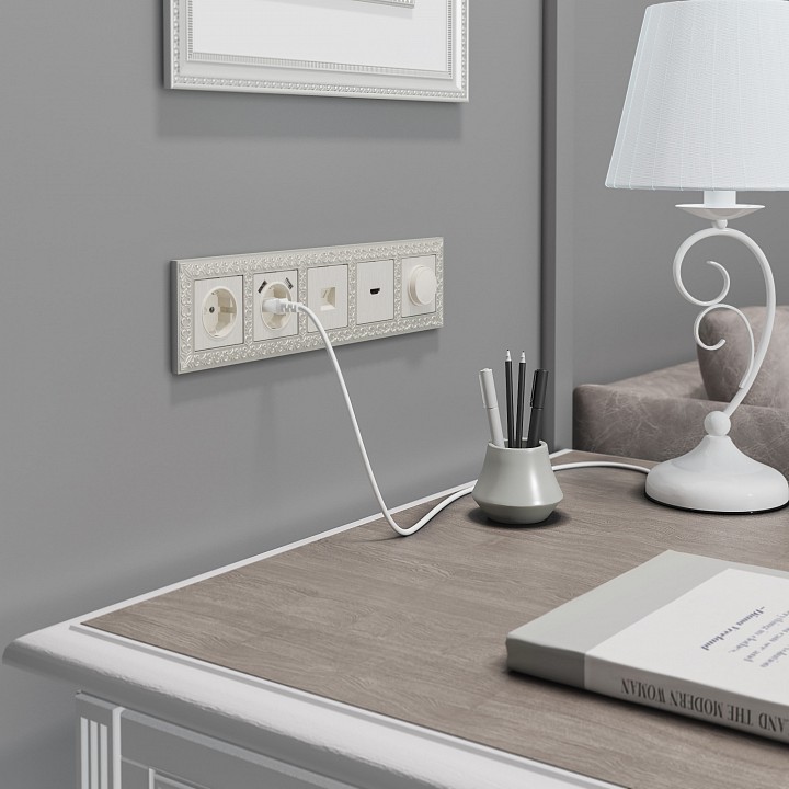 Розетка ethernet rj-45 без рамки werkel перламутровый рифленый w1181013
