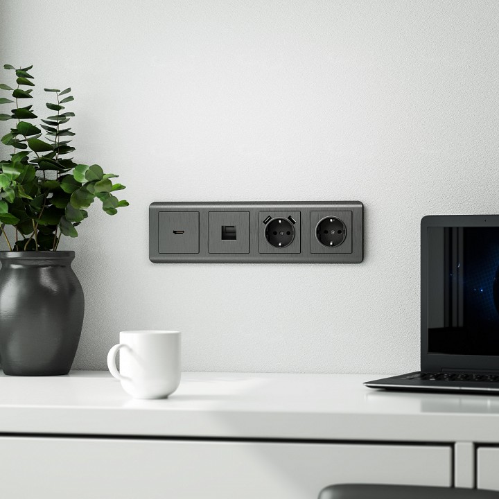 Рамка на 4 поста werkel stream (графит) w0042104