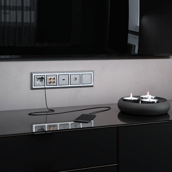 Розетка акустическая без рамки werkel cеребряный рифленый w1185009
