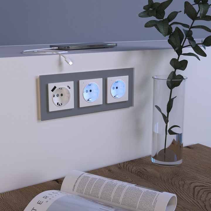 Розетка с заземлением и со шторками и usb, Без рамки werkel белый w1171701