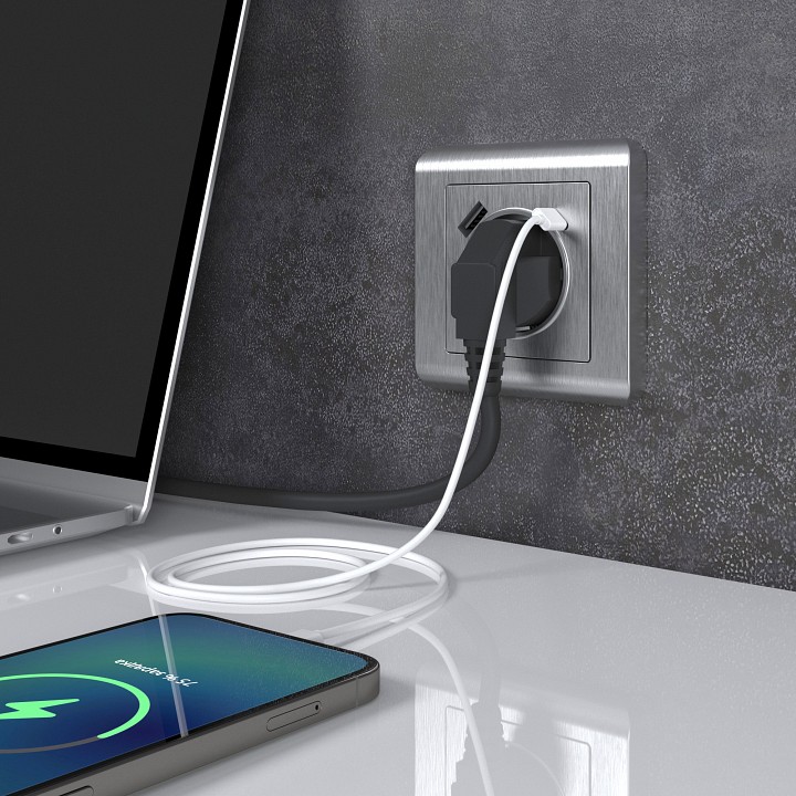 Розетка с заземлением и со шторками и 2хusb, Без рамки werkel серебряный рифленый w1171709