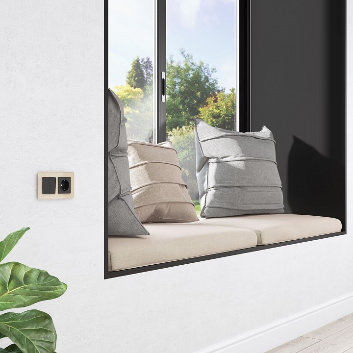 Выключатель двухклавишный без рамки werkel черный w1123006