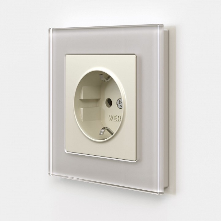 Розетка с заземлением, Без рамки werkel айвори матовый w1171062
