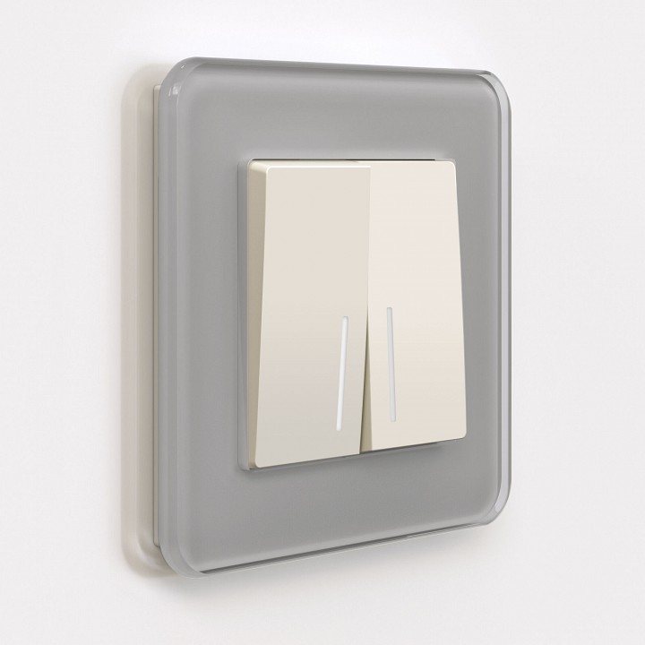 Выключатель двухклавишный с подсветкой без рамки werkel айвори матовый w1120162