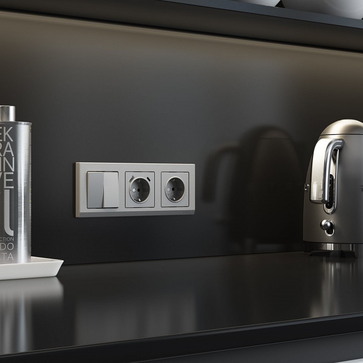 Выключатель перекрестный двухклавишный без рамки werkel серебряный матовый w1123065