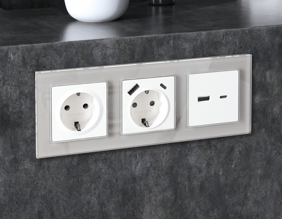 Рамка на 4 поста ambrella volt platos стекло органическое af330404