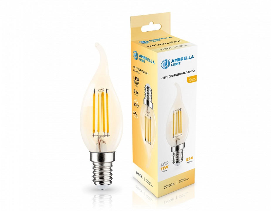 Лампа светодиодная ambrella light c35 e14 11вт 2700k 351123