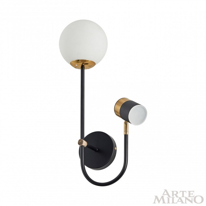 Бра с подсветкой arte milano ferrara-71040 274802/1+1b bk/gd