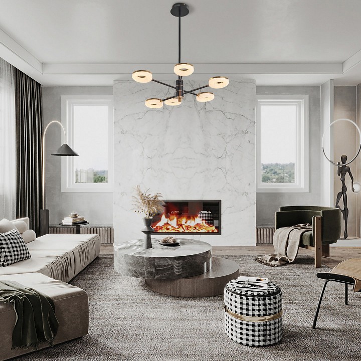 Люстра на штанге arte milano ferrara-72999 276699/6 bk/gd