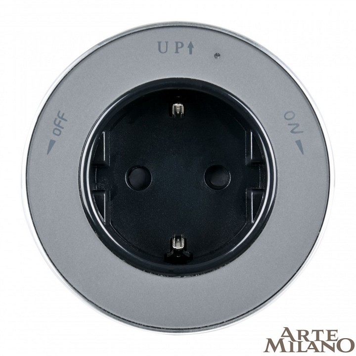 Розетка с заземлением на треке arte milano am-track-sockets 380011ts/es grey
