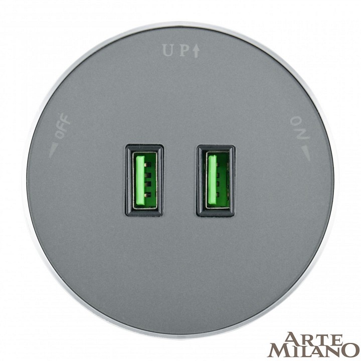 Розетка 2xusb на треке arte milano am-track-sockets 380011ts/usbx2 grey