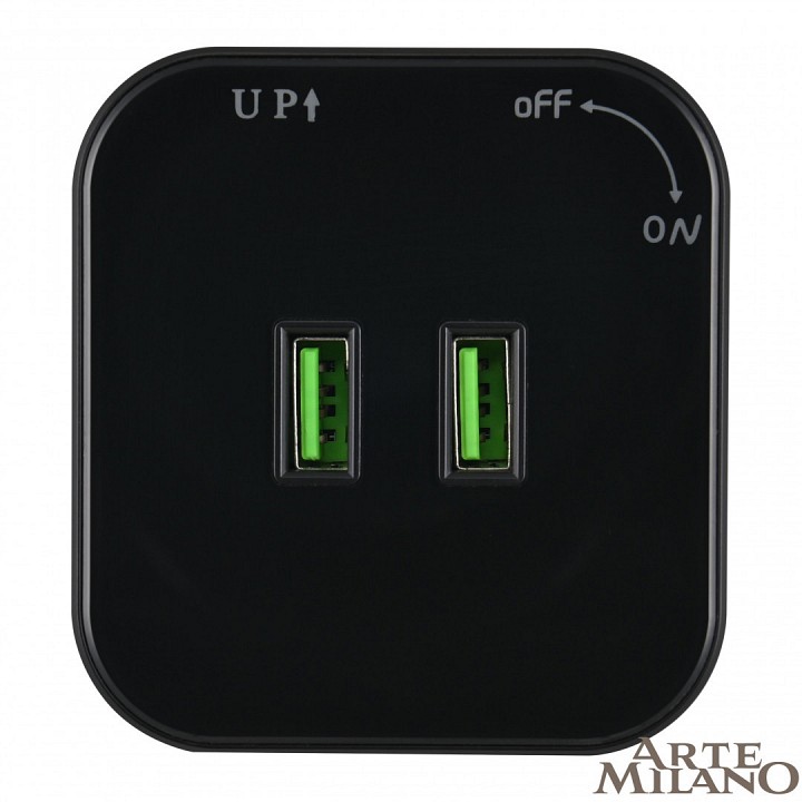 Розетка 2xusb на треке arte milano am-track-sockets 380022ts/usbx2 black