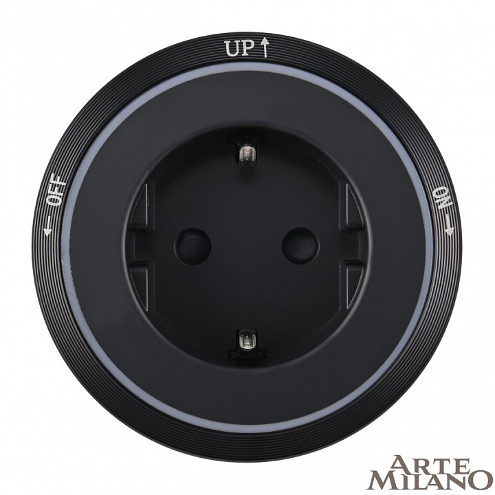 Розетка с заземлением на треке arte milano am-track-sockets 380066ts led/es black