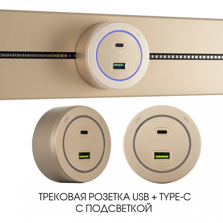 Розетка usb и type c на треке arte milano am-track-sockets-39 399731ts/usb-type-c gold