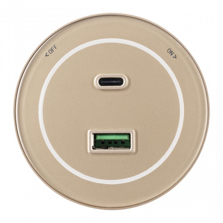 Розетка usb и type c на треке arte milano am-track-sockets-39 399732ts/usb-type-c gold