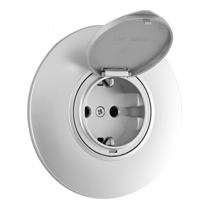 Розетка с заземлением и шторкой, С крышкой arte milano set08-1 set08-1-41-1 silver