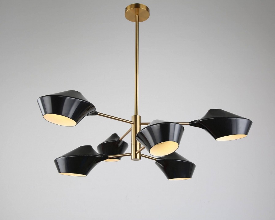 Люстра на штанге lumina deco romina ldp 6037-6 bk+gd