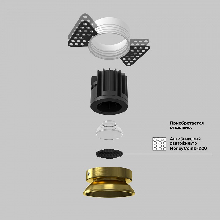 Встраиваемый светильник maytoni round dl058-7w3k-trs-bs