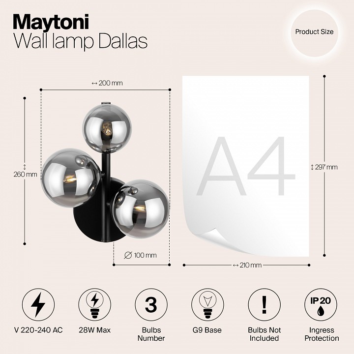 Бра maytoni dallas mod545wl-03b