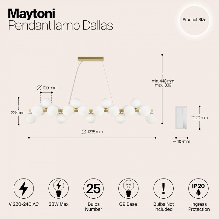 Подвесная люстра maytoni dallas mod547pl-25bs