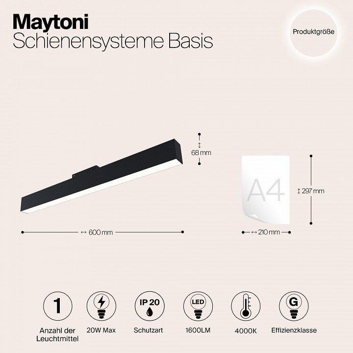 Накладной светильник maytoni basis tr012-2-20w4k-b