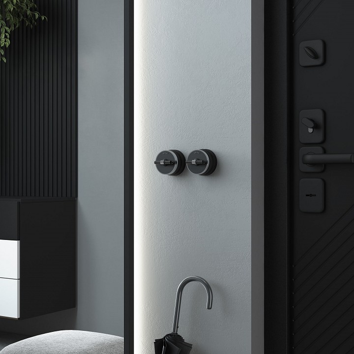 Выключатель одноклавишный с корпусом werkel vintage (черный матовый/хром) w5812051