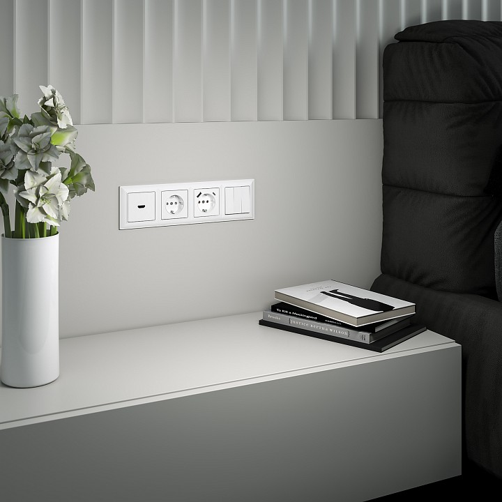 Розетка с заземлением и со шторками и usb, Без рамки werkel белый w1171701