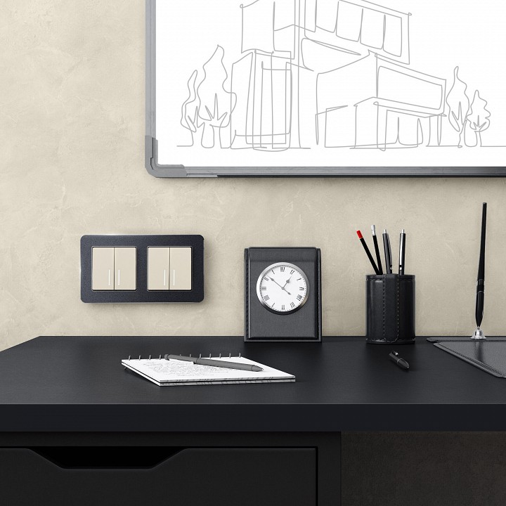 Выключатель двухклавишный с подсветкой без рамки werkel айвори матовый w1120162