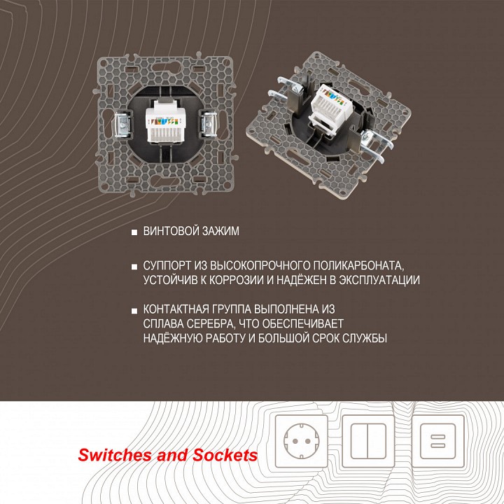 Розетка ethernet rj-45 без рамки arte milano am-217 217.45-1.shampan