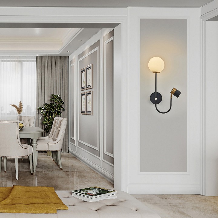 Бра с подсветкой arte milano ferrara-71040 274802/1+1b bk/gd