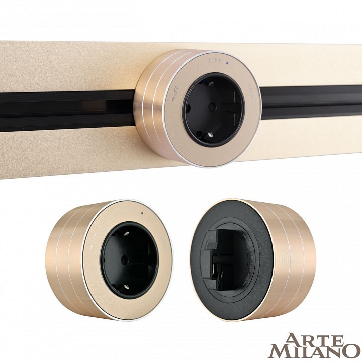 Розетка с заземлением на треке arte milano am-track-sockets 380011ts/es gold
