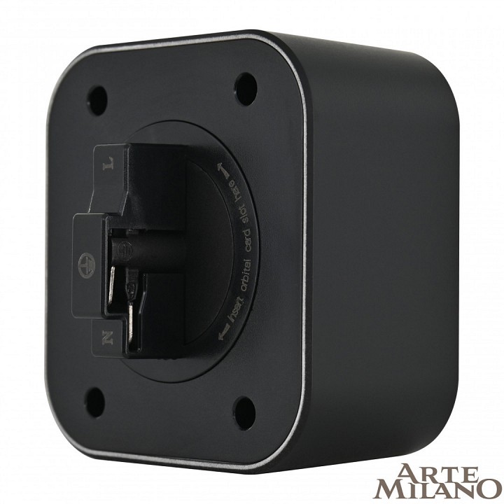 Розетка с заземлением на треке arte milano am-track-sockets 380022ts/es black