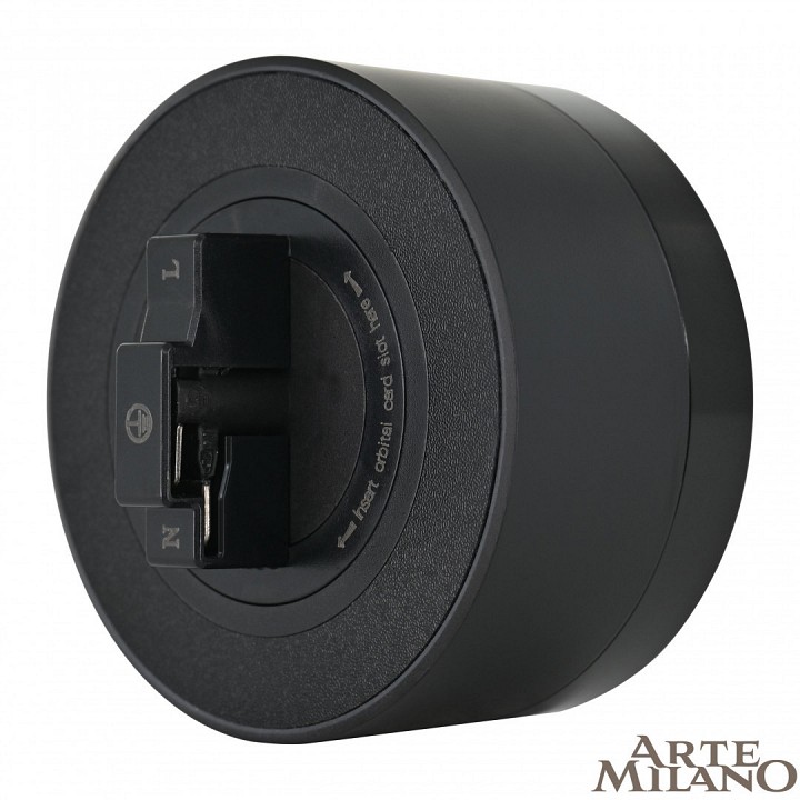 Розетка с заземлением на треке arte milano am-track-sockets 380066ts led/es black