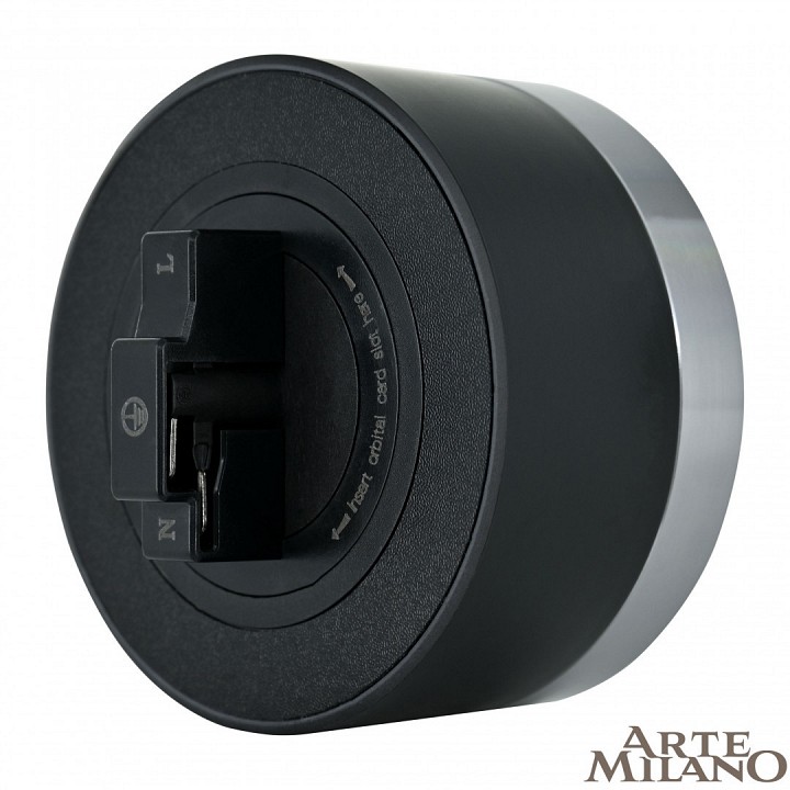 Розетка с заземлением на треке arte milano am-track-sockets 380066ts led/es grey