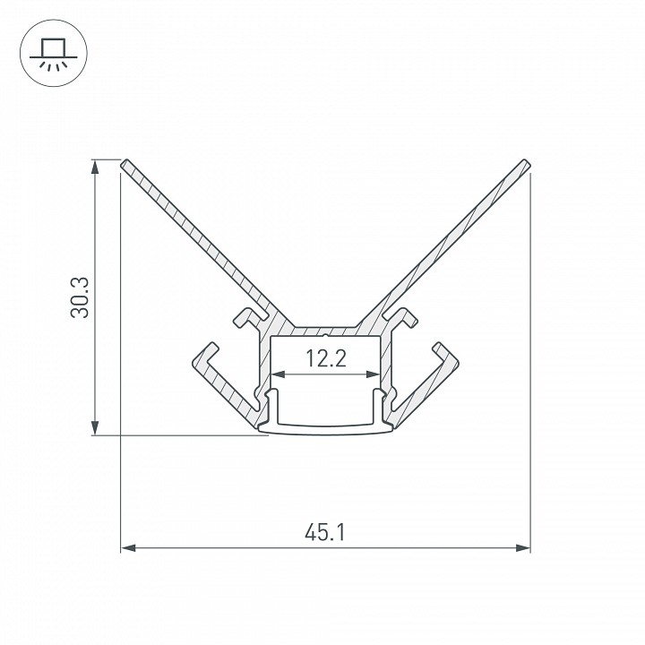 Профиль arlight arh-decore-s12-ext-2000 anod внешний 023889