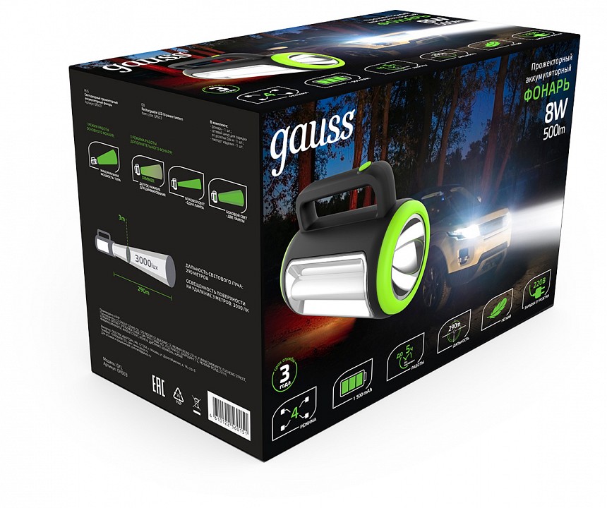 Фонарь ручной gauss gf600 gf603