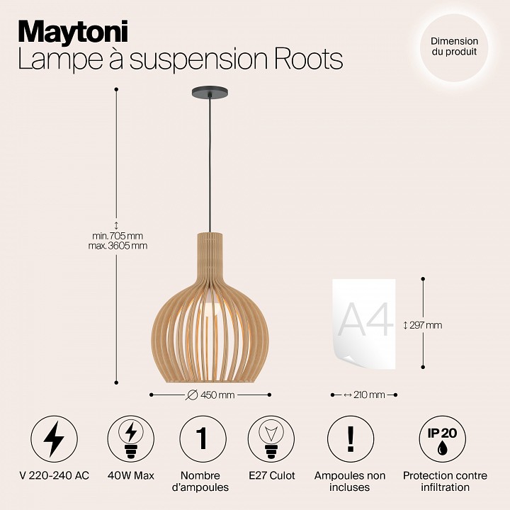 Подвесной светильник maytoni roots mod194pl-01w1