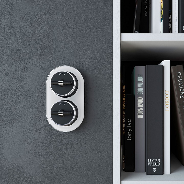 Выключатель одноклавишный с корпусом werkel vintage (черный матовый/хром) w5812051